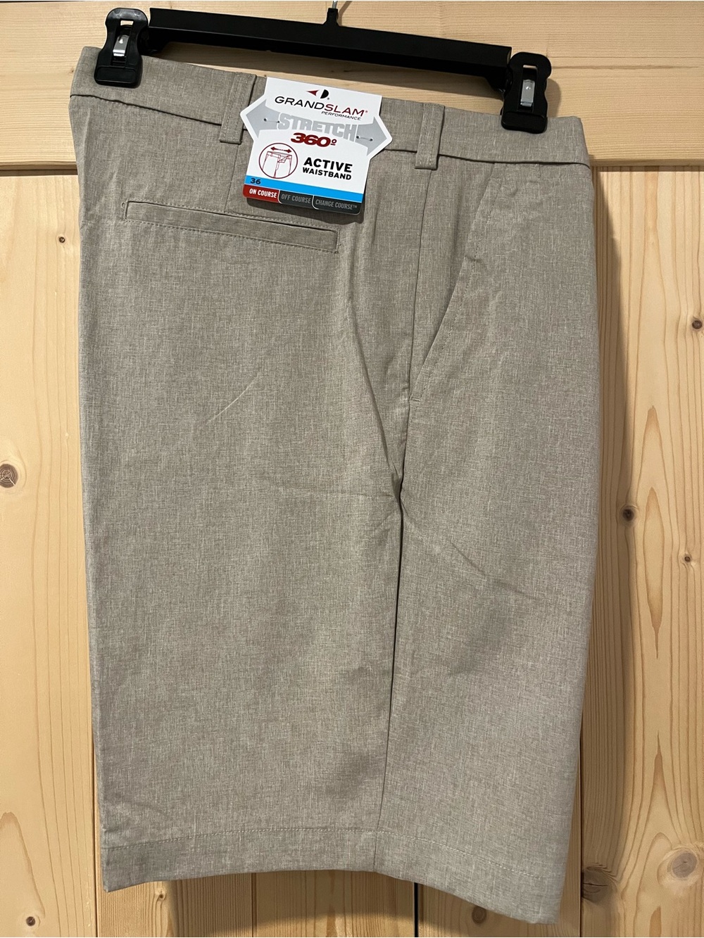 Grand Slam Men’s Flat Front Stretch Shorts in Light Khaki ⛳️